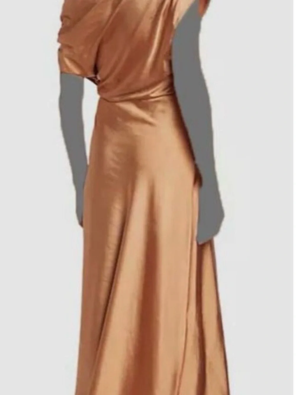 A.L.C. One-Shoulder Satin Dress in Copper - Picture 2 of 10